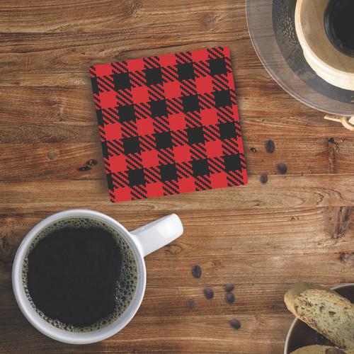 p. graham dunn Christmas Coasters - Red & Black Plaid