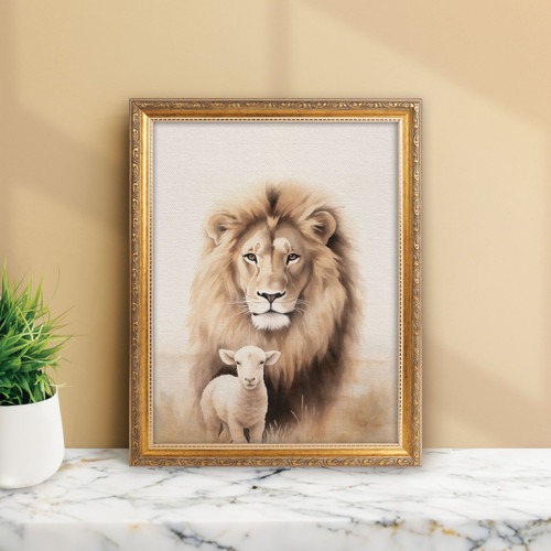 p. graham dunn Gold Frame - Lion & Lamb