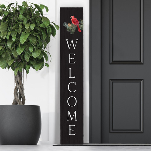 p. graham dunn Porch Sign - Cardinal Black Welcome