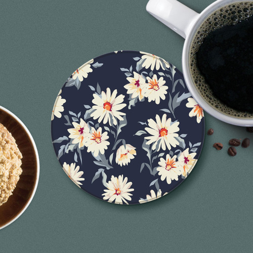 p. graham dunn Round Coaster - Black Floral