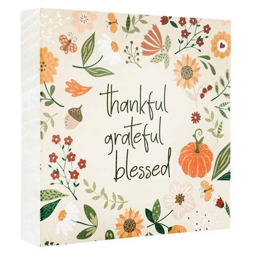 P. Graham Dunn Thankful Grateful Blessed Wood Block