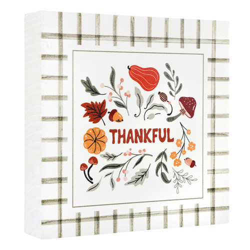 P. Graham Dunn Thankful Green Stripes Wood Block