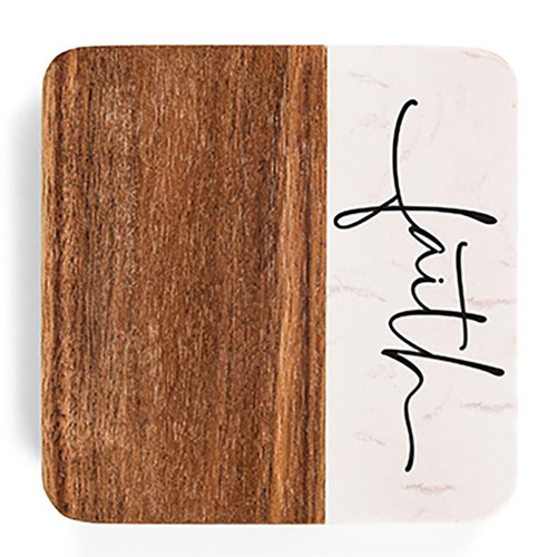 P. Graham Dunn Wood Square Coaster Set - Faith - 4/pk