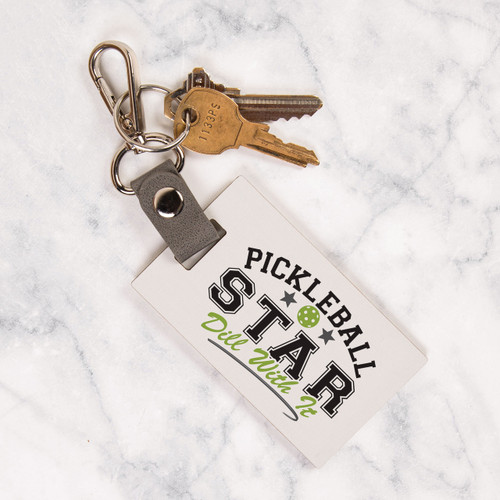 p. graham dunn Pickleball Keychain - Wooden Pickleball Star