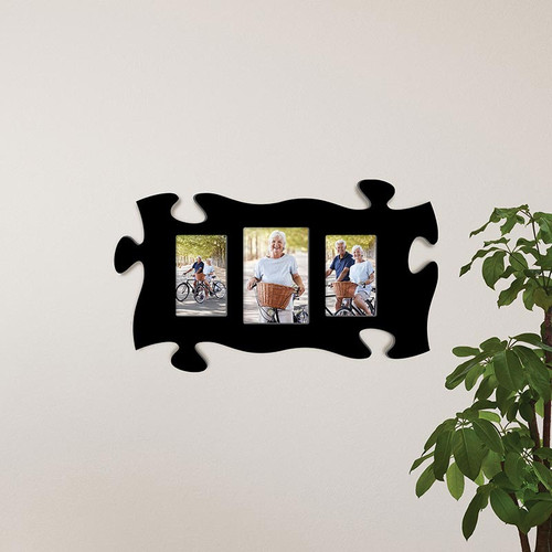 P. Graham Dunn Puzzle Pieces Artwork Photo Frame - Black Collage