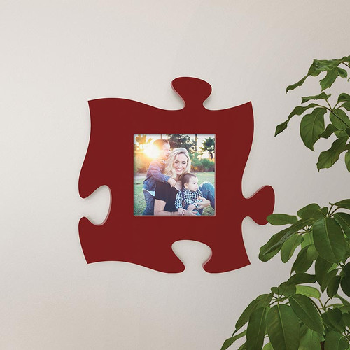 P. Graham Dunn Puzzle Pieces Artwork Photo Frame - Cranberry