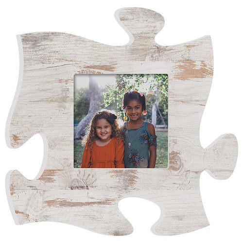 p. graham dunn Puzzle Pieces Artwork Photo Frame - Distressed White Wood