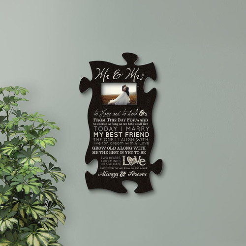 P. Graham Dunn Puzzle Pieces Artwork Photo Frame - Mr & Mrs