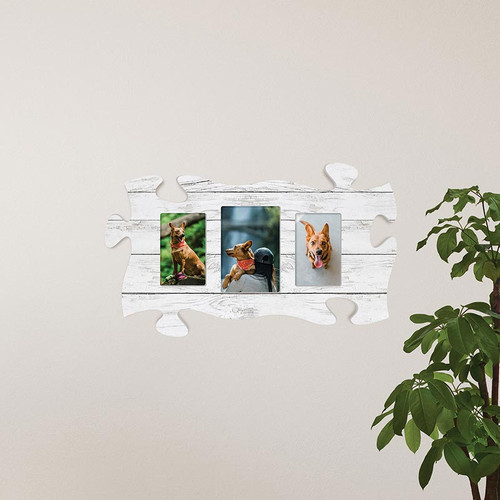 P. Graham Dunn Puzzle Pieces Artwork Photo Frame - White Wood Collage