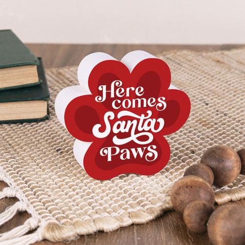 p. graham dunn Small Christmas Shape Sign - Here Comes Santa