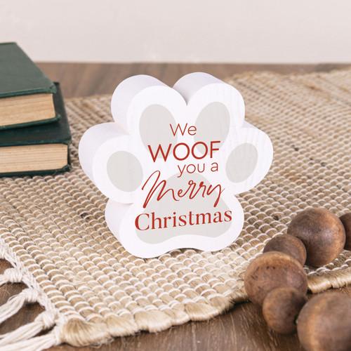 p. graham dunn Small Christmas Shape Sign - We Woof You