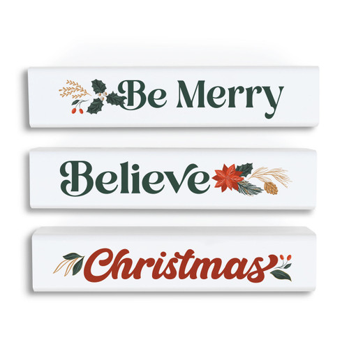 P. Graham Dunn Stick Signs Set - Be Merry Believe Christmas - 3Pcs