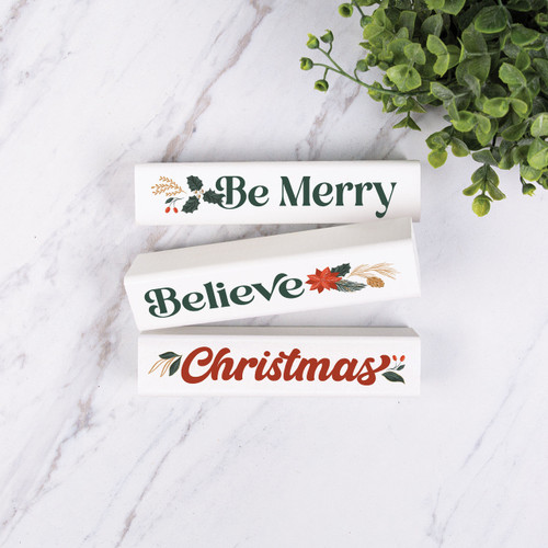 p. graham dunn Stick Signs Set - Be Merry Believe Christmas - 3Pcs