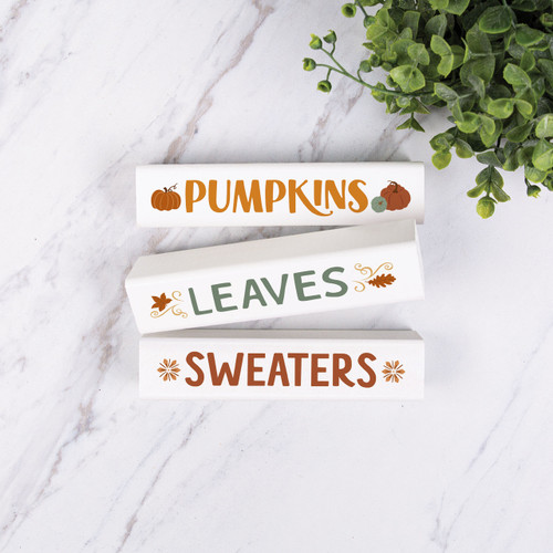 p. graham dunn Stick Signs Set - Pumpkins Leaves Sweaters - 3Pcs