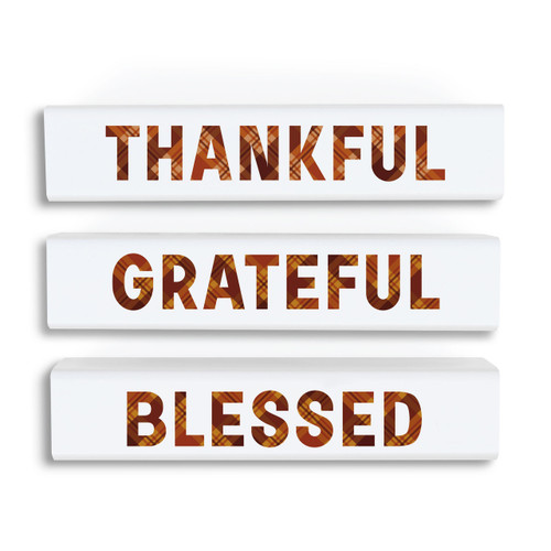 P. Graham Dunn Stick Signs Set - Thankful Grateful Blessed - 3Pcs