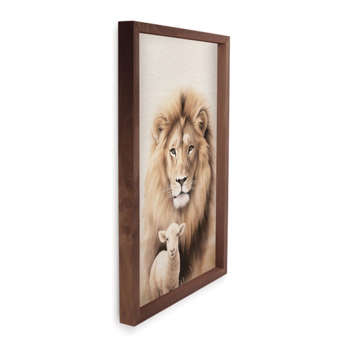 P. Graham Dunn Wonderous Watercolors Collection Framed Linen Art - Lion & Lamb - XL