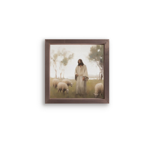 p. graham dunn Wonderous Watercolors Collection Framed Linen Art - Jesus & Sheep