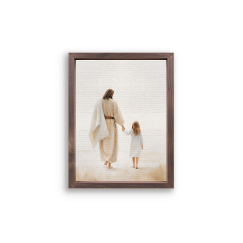 P. Graham Dunn Wonderous Watercolors Collection Framed Linen Art - Jesus Walking