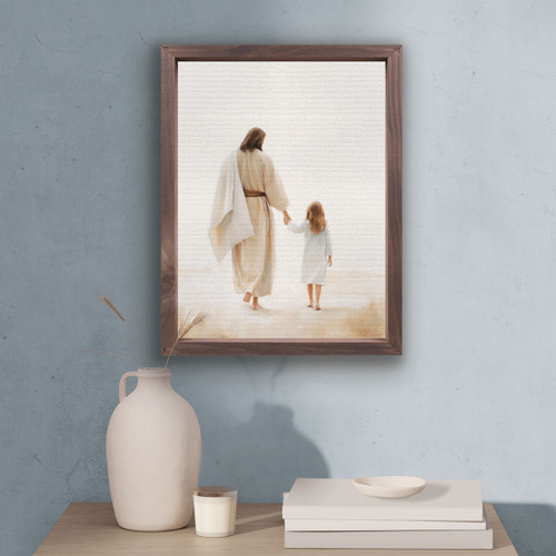 p. graham dunn Wonderous Watercolors Collection Framed Linen Art - Jesus Walking
