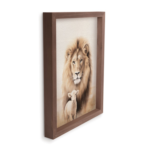 P. Graham Dunn Wonderous Watercolors Collection Framed Linen Art - Lion & Lamb