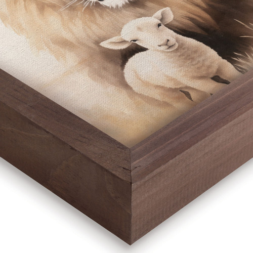 P. Graham Dunn Wonderous Watercolors Collection Framed Linen Art - Lion & Lamb