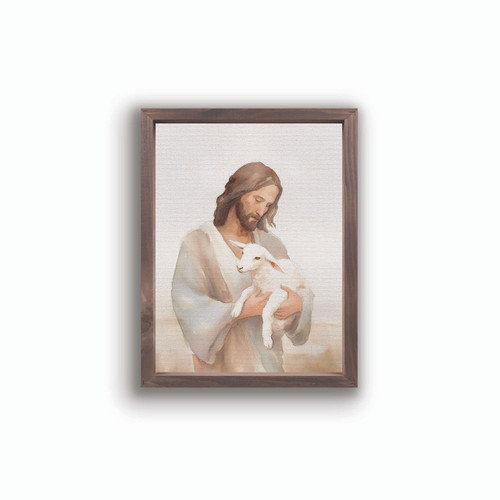 P. Graham Dunn Wonderous Watercolors Collection Framed Linen Art - Jesus & Lamb