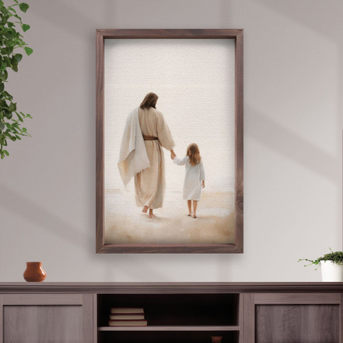 p. graham dunn Wonderous Watercolors Collection Framed Linen Art - Jesus Walking - XL