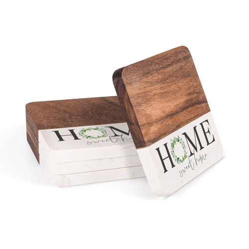 P. Graham Dunn Wood Square Coaster Set - Home Sweet Home - 4/pk