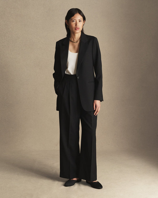 P. Johnson Georgia House Cut Blazer - Black Wool Twill