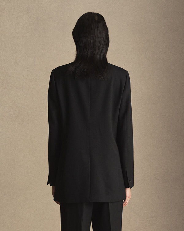 P. Johnson Georgia House Cut Blazer - Black Wool Twill