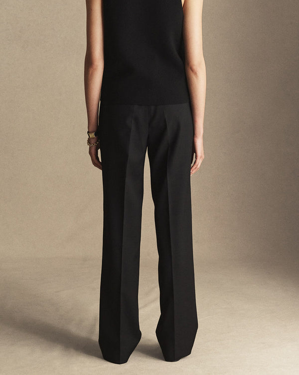 P. Johnson Georgia Straight Trouser - Black Wool Twill