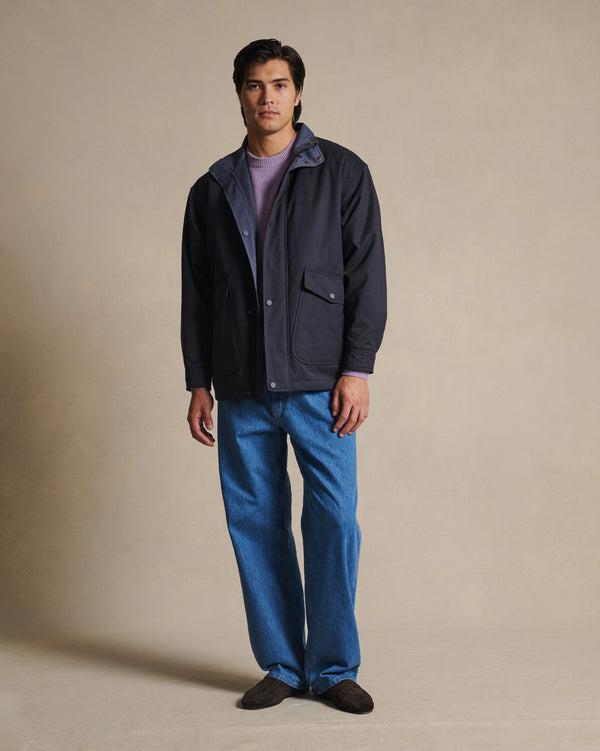 P. Johnson Leon Reversible Park Jacket - Mid Blue & Dark Blue