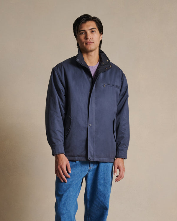 p. johnson Leon Reversible Park Jacket - Mid Blue & Dark Blue