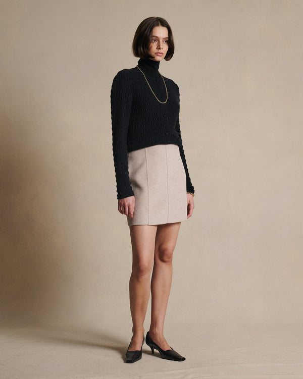 P. Johnson Annie Seersucker Cardigan - Black