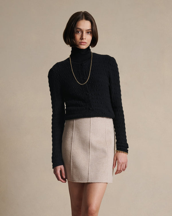 p. johnson Annie Seersucker Cardigan - Black