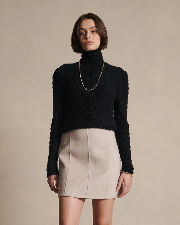 P. Johnson Annie Seersucker Cardigan - Black