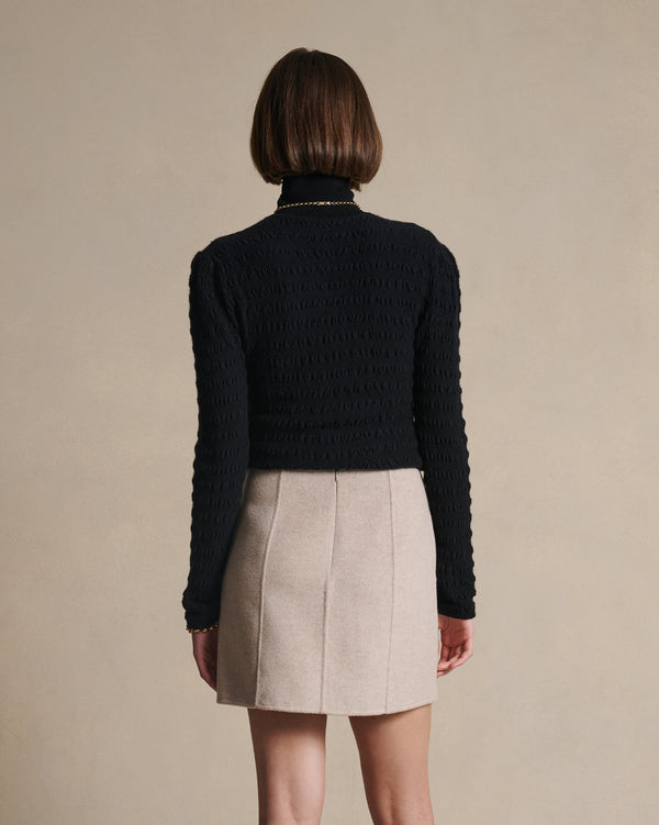 P. Johnson Annie Seersucker Cardigan - Black