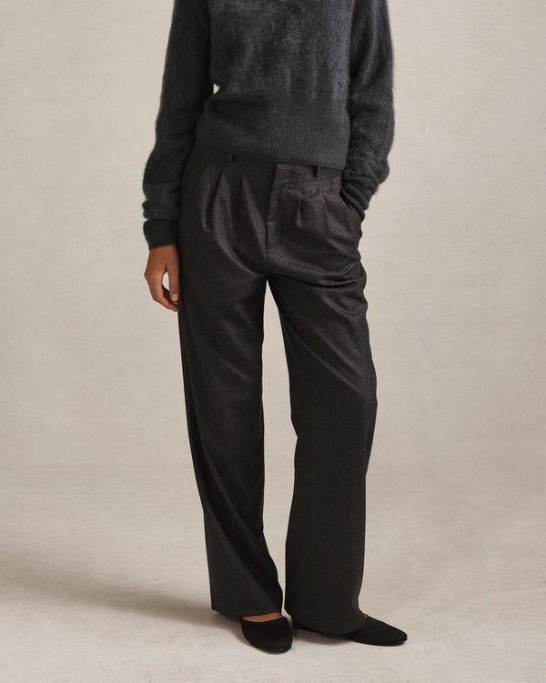 p. johnson Ava Pleated Trouser - Dark Grey