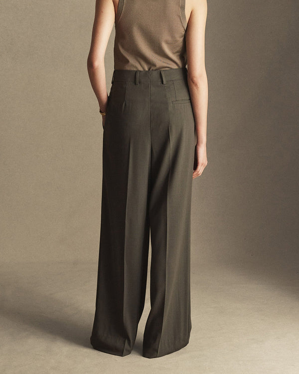 P. Johnson Ava Pleated Trouser - Dark Moss