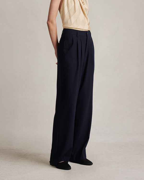 P. Johnson Ava Pleated Trouser - Navy