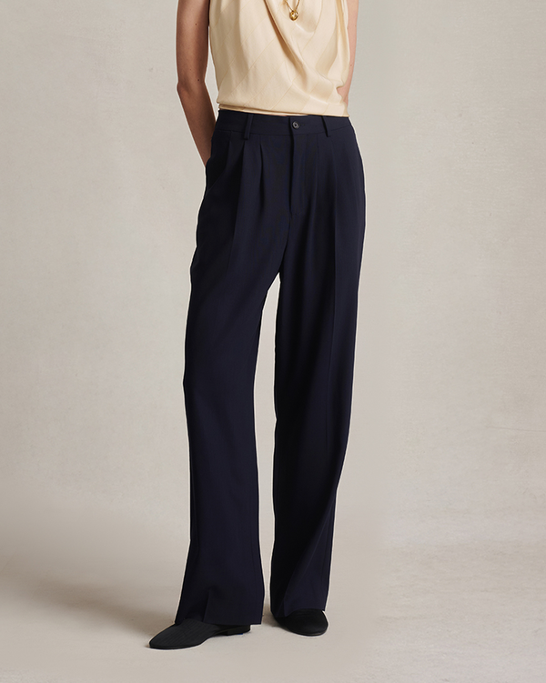 p. johnson Ava Pleated Trouser - Navy