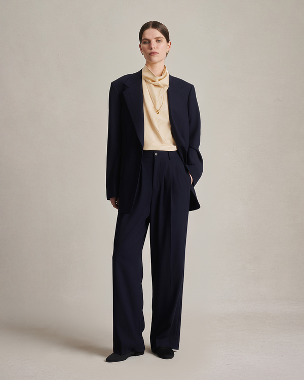 P. Johnson Ava Pleated Trouser - Navy