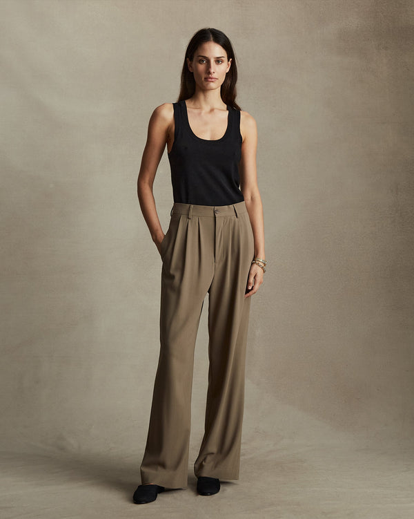 P. Johnson Ava Pleated Trouser - Taupe