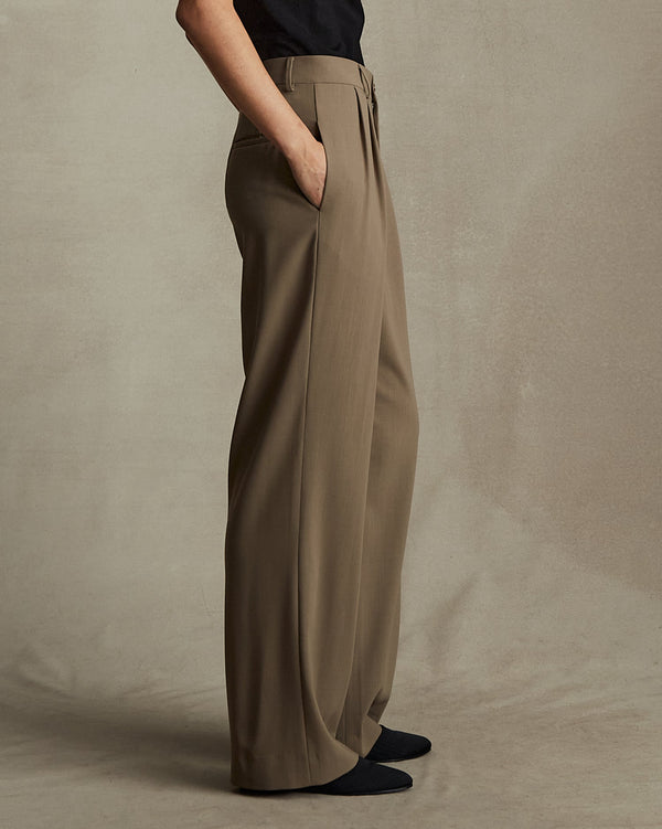 P. Johnson Ava Pleated Trouser - Taupe
