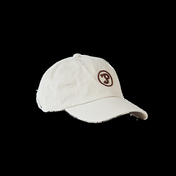 p. johnson Beige Dad Cap with Wine Sporting Logo