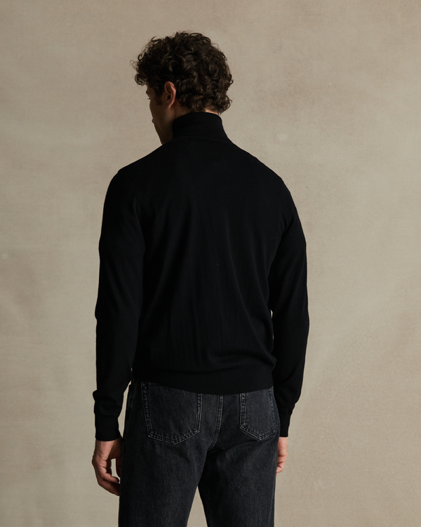 P. Johnson Black Merino Roll Neck