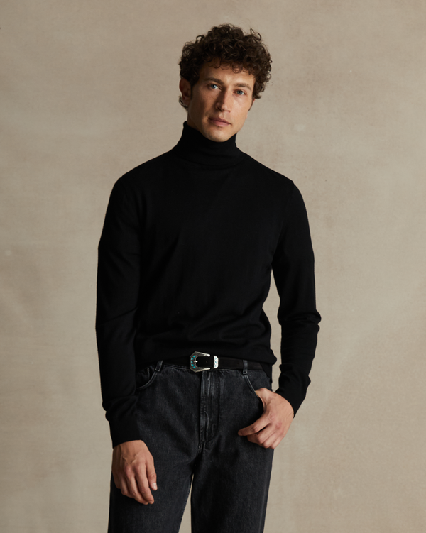 p. johnson Black Merino Roll Neck