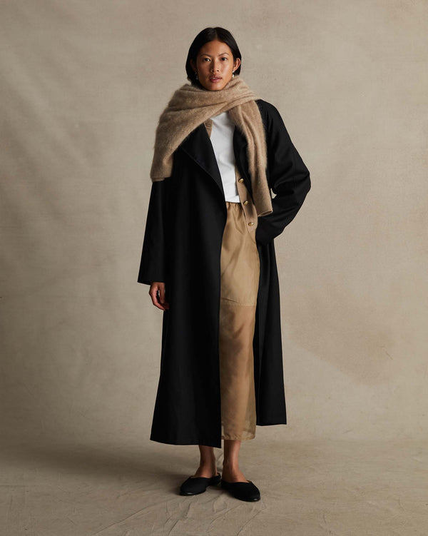 P. Johnson Black Wool Trench Coat