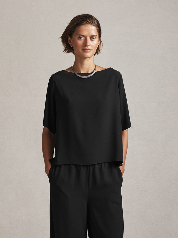 p. johnson Boat Neck Top - Black