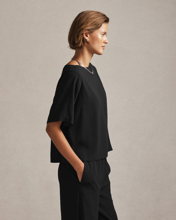 P. Johnson Boat Neck Top - Black